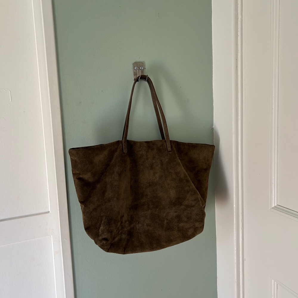 Italian Luxury Designer Fendi Brown Suede Purse Tote Bag